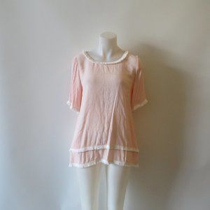 NWT B-SHARP CRINKLED FRINGED BLOUSE TOP SZ M